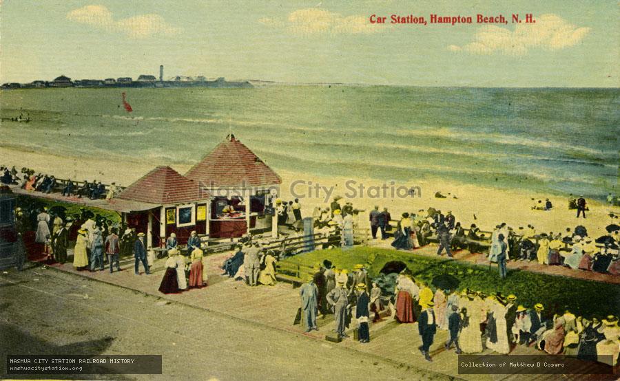 Postcard: Car Station, Hampton Beach, New Hampshire